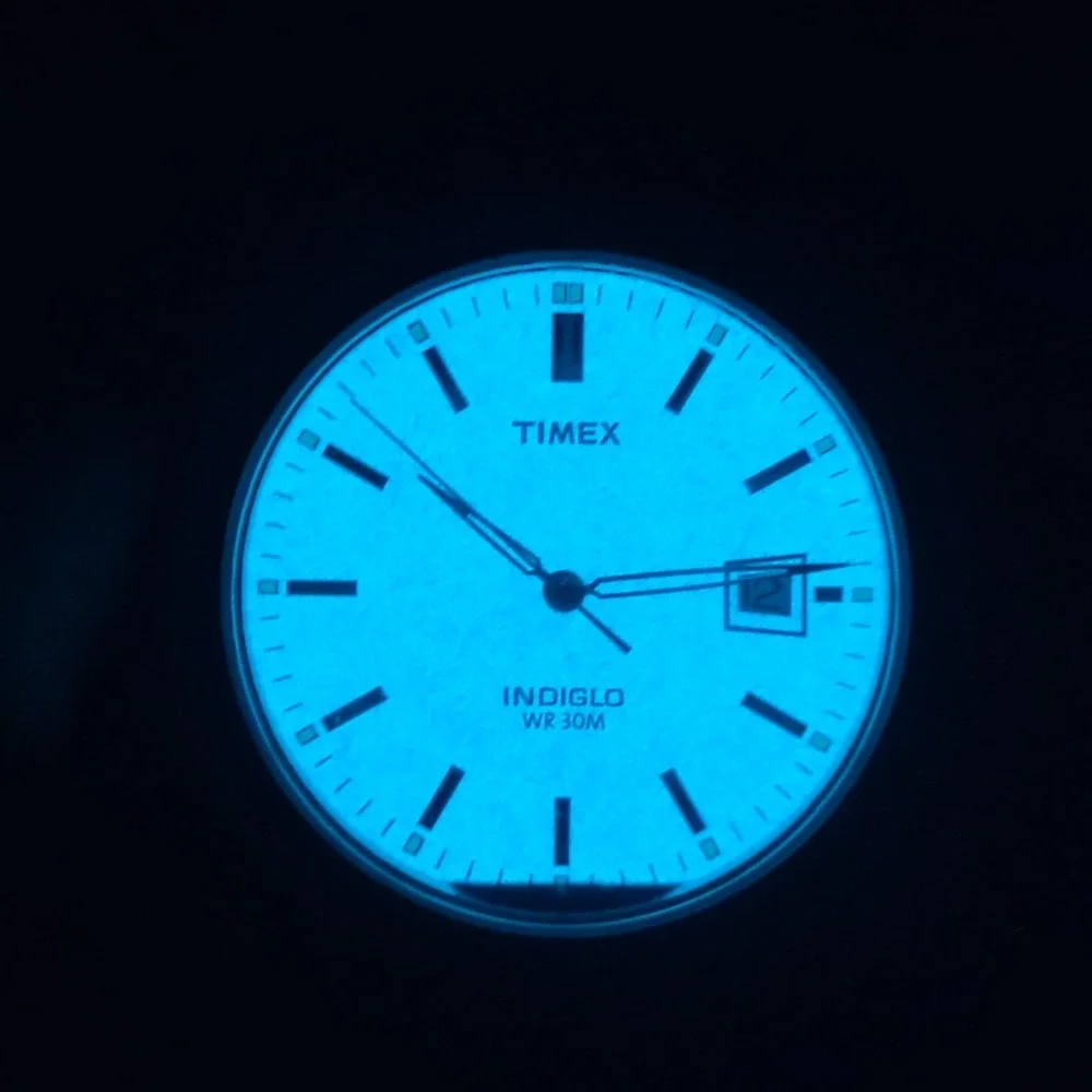 Vintage 2015 Timex Indiglo Date 36mm Mens Quartz Dress Watch New Strap Restored